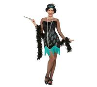 (S, Green/Blue) Smiffys Womens/Ladies 20s Flapper Peacock Costume Set