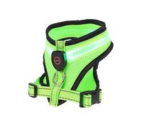 (S, Green) LED Luminous Dog Harness Breathable Anti Lost Mesh Fabric Dog Vest for Night Travel Safe Adjustable Durable for All Dogs