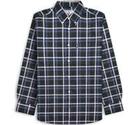 (S, Green/Navy) Lambretta Mens Long Sleeve Checked Checkered Smart Shirt - Green/Navy