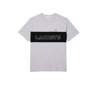 (S, Grey) Lacoste Mens Colour Block Heavy Cotton Fitted T-Shirt