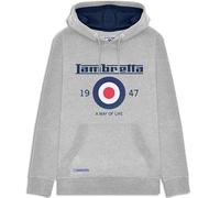 (S, Grey Marl) Lambretta Mens Target Pullover Hooded Sweatshirt Hoody Jumper Hoodie
