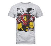 (S, Grey Marl/Red/Yellow) Iron Man Mens T-Shirt