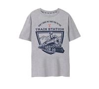 (S, Grey Marl) Yellowstone Mens Train Station Short-Sleeved T-Shirt