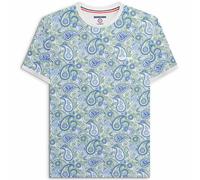 (S, Grey/Navy) Lambretta Mens Paisley Brand Short Sleeve Crew Neck Cotton T-Shirt Top Tee