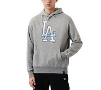 (S, Grey) New Era Mens Los Angeles Dodgers Doube Logo Pullover Hoody Hoodie - Grey