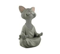 (S, Grey) Whimsical Buddha Cat Figurine Resin Statue, Meditation Yoga Decoration Unique Gift For Cat Lovers And Zen Enthusiasts