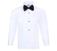 S.H. Churchill & Co. Boy's White Tuxedo Shirt with Bow Tie and Studs, White W/ Black Bowtie, 14