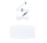 S.H. Churchill & Co. Men's Formal Satin Bowtie and Cummerbund Set, White, One size