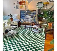 S.H SUIHONG Retro Green White Checkered Carpet Area Rug For Living Room Bedroom Decor Green Plaid Carpet Nordic Simple Coffee Table Mat-120cm(L) x180cm(H)