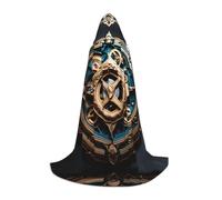 S Halloween Hooded Cape – Unisex Adult Cool Steampunk Gears Print Costume Cape – Perfect for Cosplay, Party, Carnival