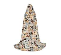 S Halloween Hooded Cape â€“ Unisex Adult Dog Bones Paw Prints Print Costume Cape â€“ Perfect for Cosplay, Party, Carnival