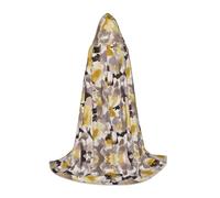 S Halloween Hooded Cape â€“ Unisex Adult Yellow gray flower Print Costume Cape â€“ Perfect for Cosplay, Party, Carnival