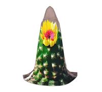 S Halloween Hooded Cape - Unisex Blooming Cactus Full Print Costume for Parties, Carnivals, and Comic Exhibitions