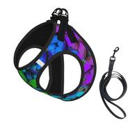 S Harness Colorful Butterfly Print Vest for Small Dogs and Cats | Light Puppy Breathable Mesh Reflective Training Walking Adjustable Circumference Cat Comfort