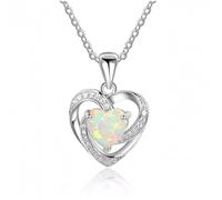 s Heart Necklace fine Jewelry White fire Opal Birthstone Pendants for Women Zircon Choker Made in China