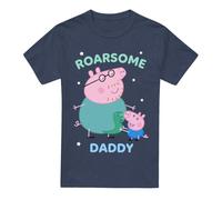 (S, Heather Navy) Peppa Pig Unisex Adult Roarsome Daddy Pig T-Shirt