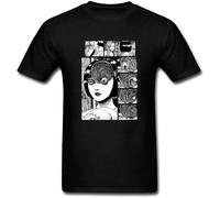 s Hipster Tees Uzumaki Junji Ito T Shirt Horror Manga Tshirt Men Natural Cotton Short Sleeve Tee Man Best T-Shirt Black XL