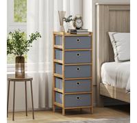 (S) HOMCOM Chest of Drawers, Drawers Dresser with Bamboo Frame, Light Grey