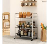 (S) HOMCOM Kitchen Trolley on Wheels Serving Cart with Handles Silver