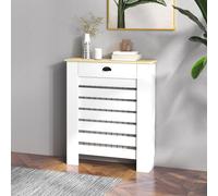 (S) HOMCOM Radiator Cover with Drawer, Horizontal Slat, White
