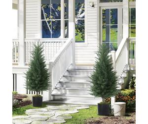 (S) HOMCOM Set of 2 Decorative Artificial Plant, Fake Plants for Home Decor