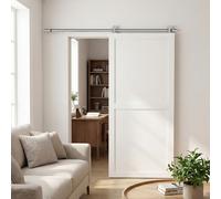 (S) HOMCOM Sliding Door Hardware Kit Smooth Quiet Sliver Tone
