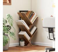 (S) HOMCOM Tree Bookshelf with Steel Frame for Living Room, Rustic Brown