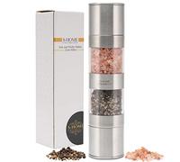 S-Home Unlimited 2-in-1 Salt and Pepper Mill Manual Stainless Steel Spice Mill with Ceramic Grinder Combination Salt Mill & Pepper Mill - Space-Saving, Modern & Robust