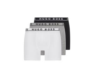 (S) Hugo Boss 3 Pack OF STRETCH-COTTON BOXER BRIEFS - Black / White / Grey