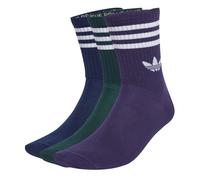 (S, Indigo/Ivy) Adidas Unisex Adult 3 Stripes Crew Socks (Pack of 3)