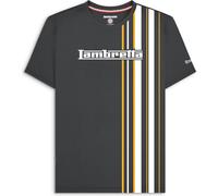 (S, Iron/Gold) Lambretta Mens Multi Stripe Short Sleeve Crew Neck Cotton T-Shirt Top Tee