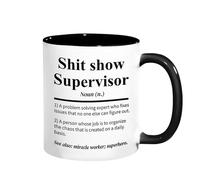 S*it Show Supervisor Mug, Funny Mugs for Men and Women, 11oz Ceramic Manager Mug Novelty Gifts for Supervisor, Rude Joke Presents Office Mugs, Coworker Gifts, Personalized Boss Gift