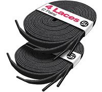 S&J 2 Pairs Flat Shoelaces for Trainers Converse Air Force 1, Replacement Sneaker Laces for Sport Shoes, Casual Shoe, Durable Shoelaces for Kids Adult Men and Women 8mm width, 120mm length (Black)