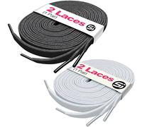 S&J Flat Shoelaces for Trainers Converse Air Force 1 Replacement Sneaker Laces for Sport and Casual Shoe's Durable Unisex Shoelaces for Kids & Adults 8mm width 120mm length 2 Pair's (White & Black)