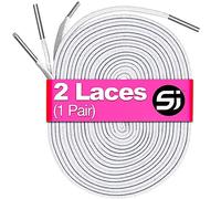 S&J Flat Shoelaces for Trainers Converse Air Force 1, Replacement Sneaker Laces for Sport Shoes, Casual Shoe, Durable Shoelaces for Kids Adult Men and Women 8mm width, 120mm length (WHITE)