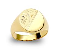 (S) Jewelco London Men's Solid 9ct Yellow Gold Diamond Cut Oval Signet Ring - JRN143