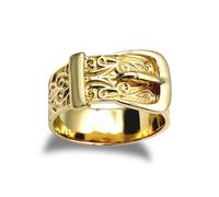 Jewelco London Men's Solid Hallmarked Gold-plated 925 Sterling Silver Single Buckle Ring 10mm