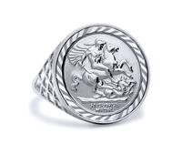 (S) Jewelco London Sterling Silver St George Dragon Slayer Basket Full-Sovereign-Size Ring (not a sovereign coin) - ARN083