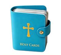 S-JIEI Catholic Faux Leather Holy Card Holder, Pocket Prayer Card Organizer with Snap Closure, for Religious Closet Essentials Lord God Almighty Hold Christian Gift