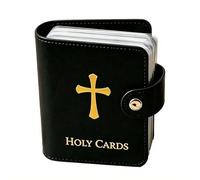 S-JIEI Catholic Faux Leather Holy Card Holder, Pocket Prayer Card Organizer with Snap Closure, for Religious Closet Essentials Lord God Almighty Hold Christian Gift