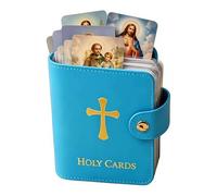 S-JIEI Catholic Faux Leather Holy Card Holder, Pocket Prayer Card Organizer with Snap Closure, for Religious Closet Essentials Lord God Almighty Hold Christian Gift