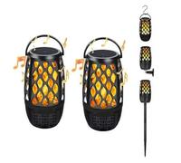 S-JIEI Outdoor Bluetooth Speaker Waterproof, Wireless Speaker with Colorful Led Flame, Multi-sync Auto-pairing Up to 100 Speakers, for Patio Garden Party Camping Bbq