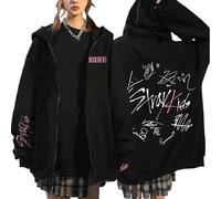 (S) Korean Fashion Stray Kids Maxident Skzoo Zipper Hoodie Men Women's Harajuku Zip Up Coat Hoodies Clothes Hooded Sweatshirts Kpop Black