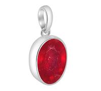 S KUMAR GEMS & JEWELS Certified Natural Ruby Stone (Mani Stone/Manikya Stone) Gemstone 7.25 Ratti Silver Pendant for Rashi Ratan, Silver, Ruby