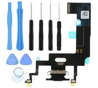 S&L ENTERPRISE Charging Port Dock Connector Compatible with iPhone XR (6.1 inch) 2018 Replacement Flex Cable - Microphone/Antenna Replacement/Headphone Port Incl. Repair Kit - Black