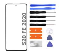 S&L ENTERPRISE Front Glass Replacement Repair Kit Compatible with Samsung S20 FE / S20 FE 2022 / A52 / A52 5G / A52s 5G Front Lens Screen Incl. Tool Kit - Black
