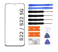 S&L ENTERPRISE Front Glass Replacement Repair Kit Compatible with Samsung S22 5G - 6.1 inch 2022 Front Lens Screen Incl. Tool Kit - Black