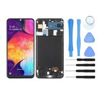 S&L ENTERPRISE OLED Screen Replacement for Samsung Galaxy A50 SM-A505 SM-A505F SM-A505FN 6.4” LCD Touch Screen Digitizer Full Assembly with Frame, Supports Fingerprint Sensor Incl. Repair Tool Kit