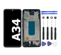 S&L ENTERPRISE Screen Replacement for Samsung Galaxy A34 6.6" SM-A346E SM-A346B SM-A346B/DS TFT LCD Touch Screen Digitizer Full Assembly with Frame, Incl. Repair Tool Kit (Without Fingerprint)