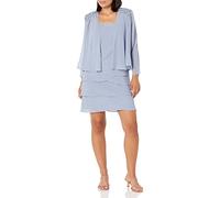 S.L. Fashions Women's Embellished Tiered Jacket Dress (Petite and Regular) Special Occasion, Hydrangea, 20